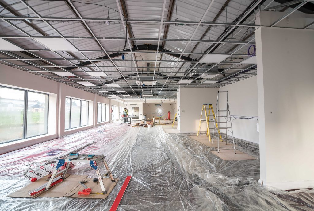 During construction phase of the APS Showroom Fit Out